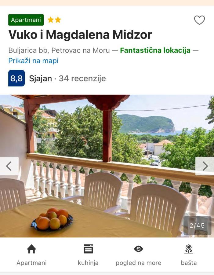 Vuko I Magdalena Midzor Apartment Petrovac Bagian luar foto